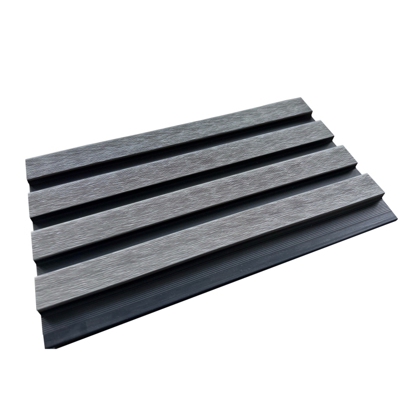Outdoor wood-plastic co-extruded wall covering with recesses