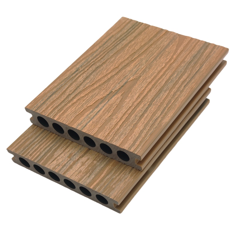 Teak-colored Outdoor Co-extruded WPC Flooring