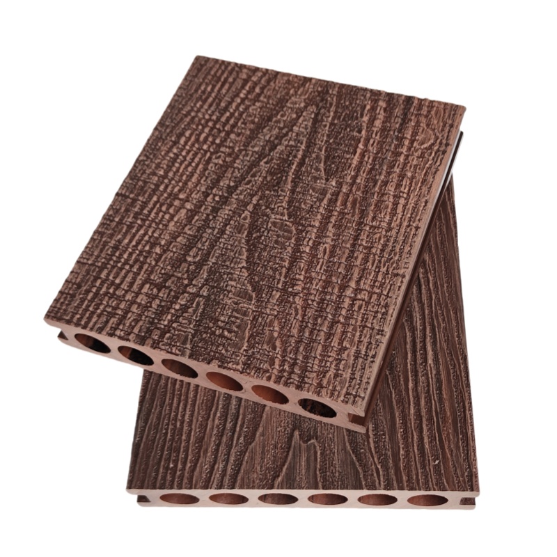 Rosewood and Black Deep-Embossed WPC Flooring