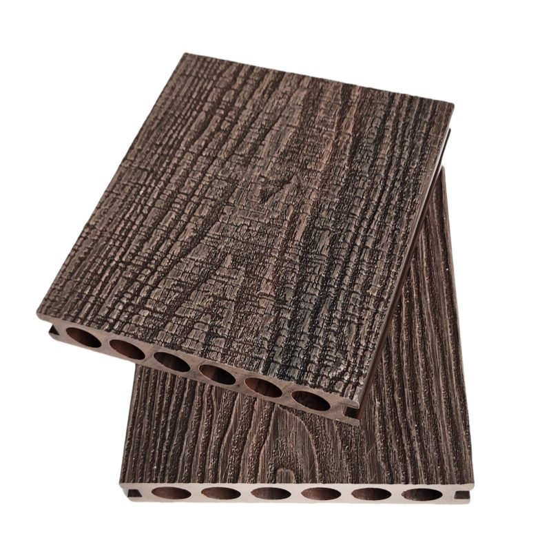 Red-brown and black deep-embossed WPC flooring