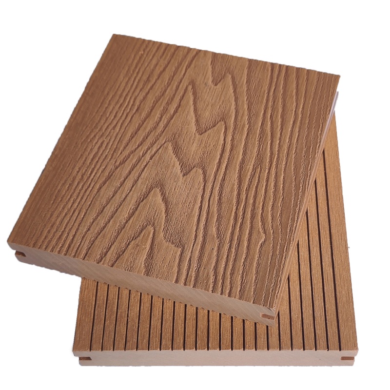 Teak-colored Outdoor 3D Embossed WPC Flooring